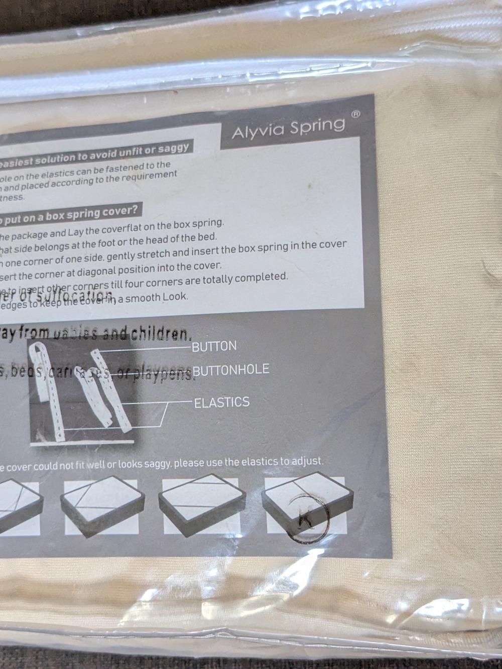 Cream Box Spring Cover - Stretch Fit - Brand New